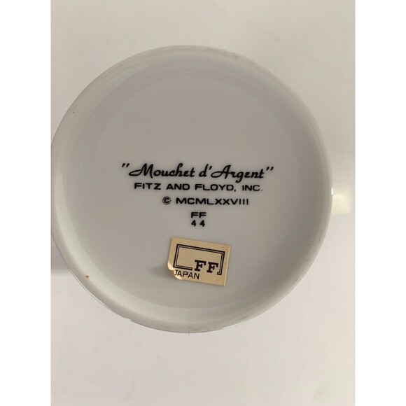 Set of 4 Rare Fitz & Floyd Mouchet d'Argent Mugs Cups 1978 Cinnamon Red & Gray - Picture 12 of 12